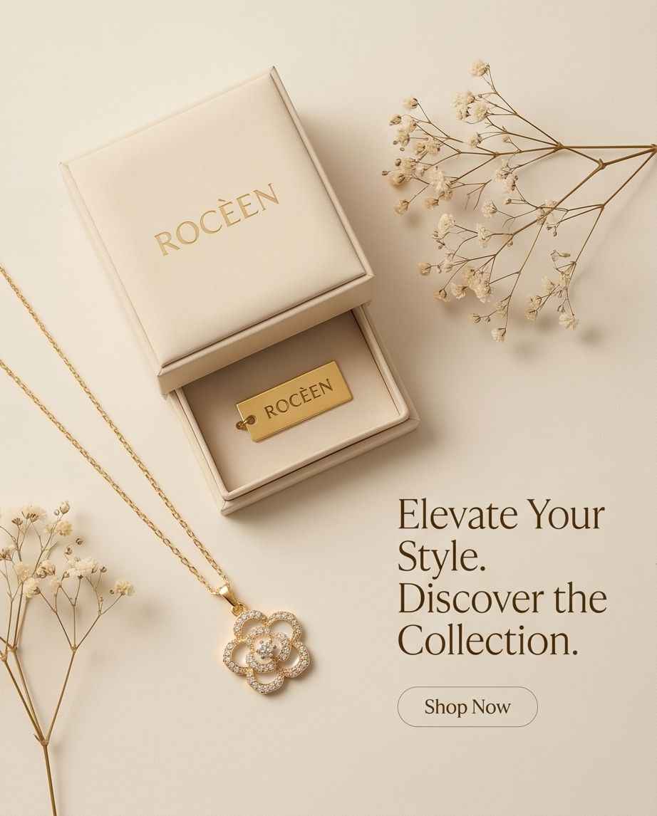 Gold pendant necklace resting in a jewelry box with matching chain