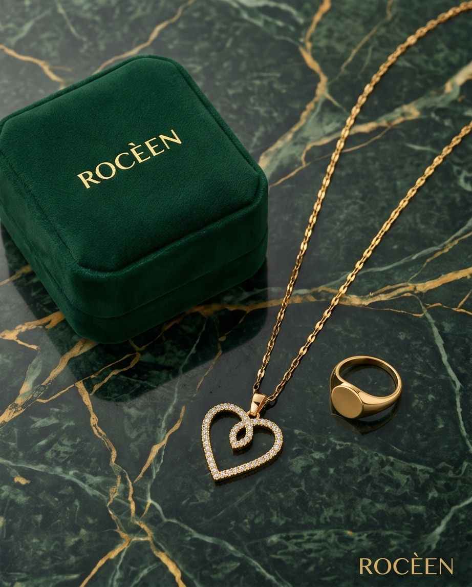 Gold heart pendant necklace with sparkling pavé heart on a fine chain