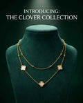 Gold clover necklace with mother-of-pearl quatrefoil charms and linked chain