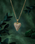 Heart pavé pendant necklace with gold-tone chain and glittering heart charm