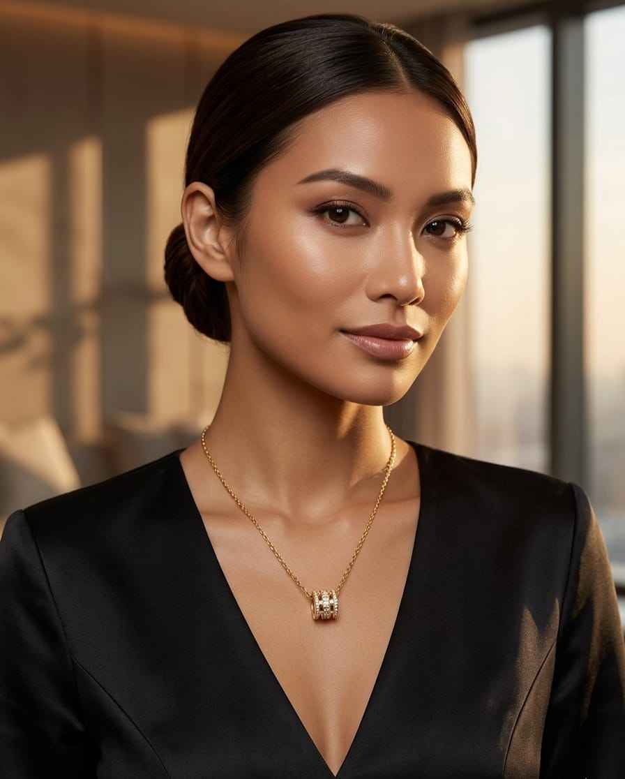 Élan pavé bar necklace with gold-tone chain and rectangular sparkling pendant