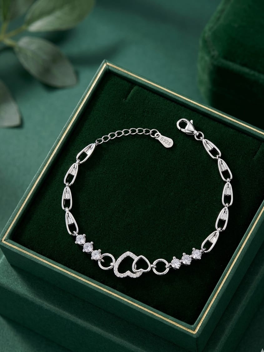 Interlocking Heart Crystal Bracelet