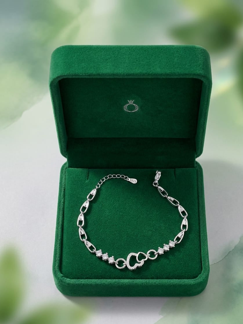 Interlocking Heart Crystal Bracelet