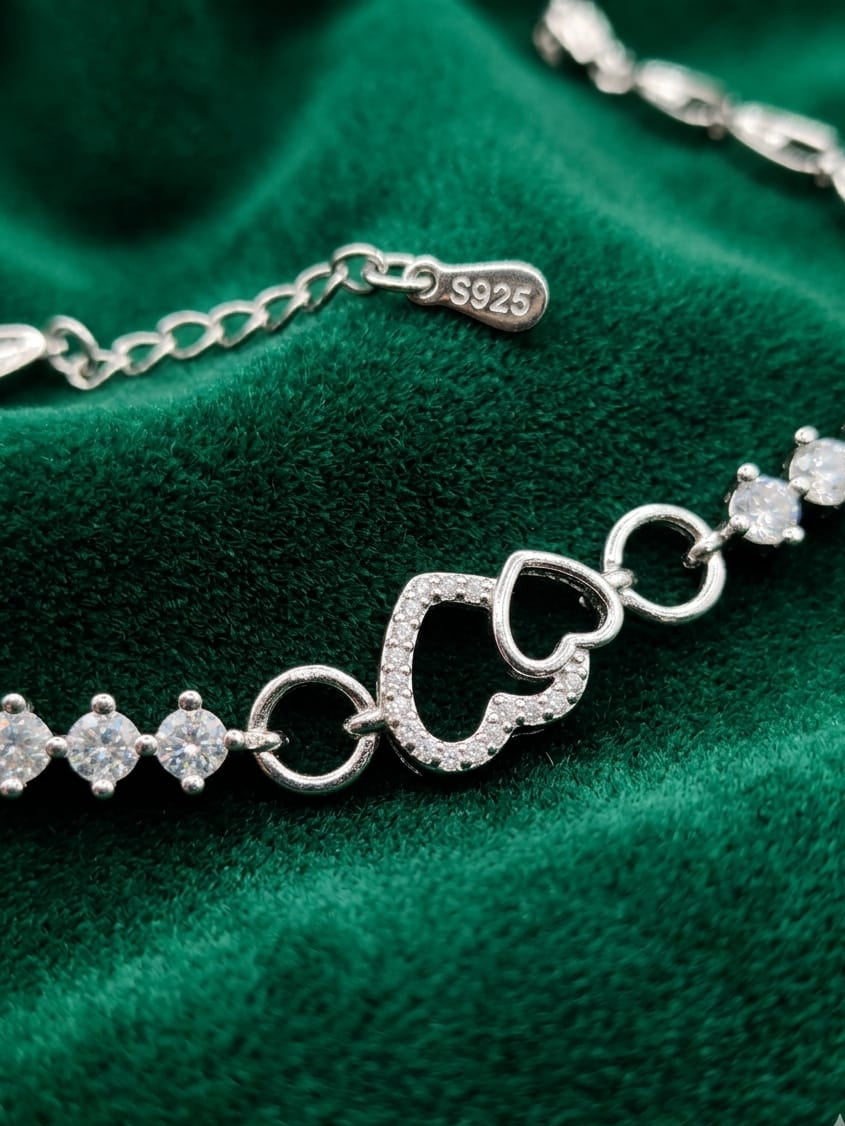 Interlocking Heart Crystal Bracelet