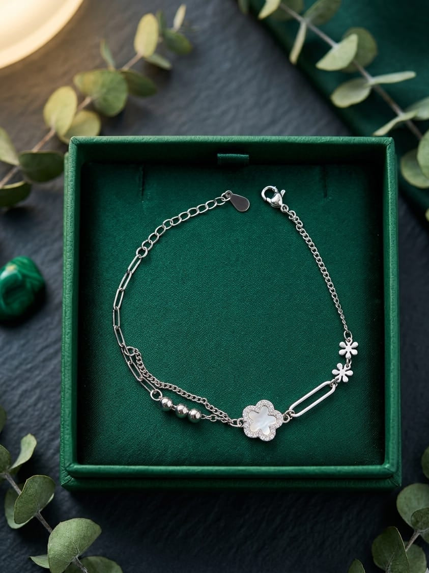 Mother of Pearl Floral Link Bracelet