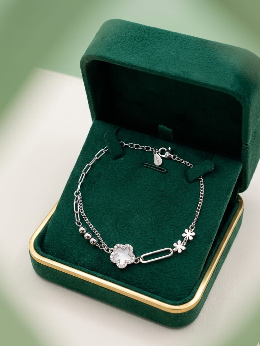 Mother of Pearl Floral Link Bracelet