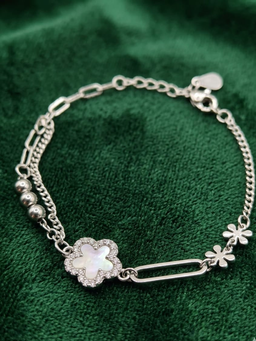 Mother of Pearl Floral Link Bracelet
