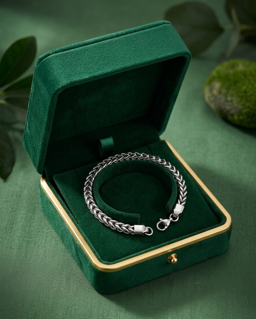 Classic Woven Link Silver Chain Bracelet
