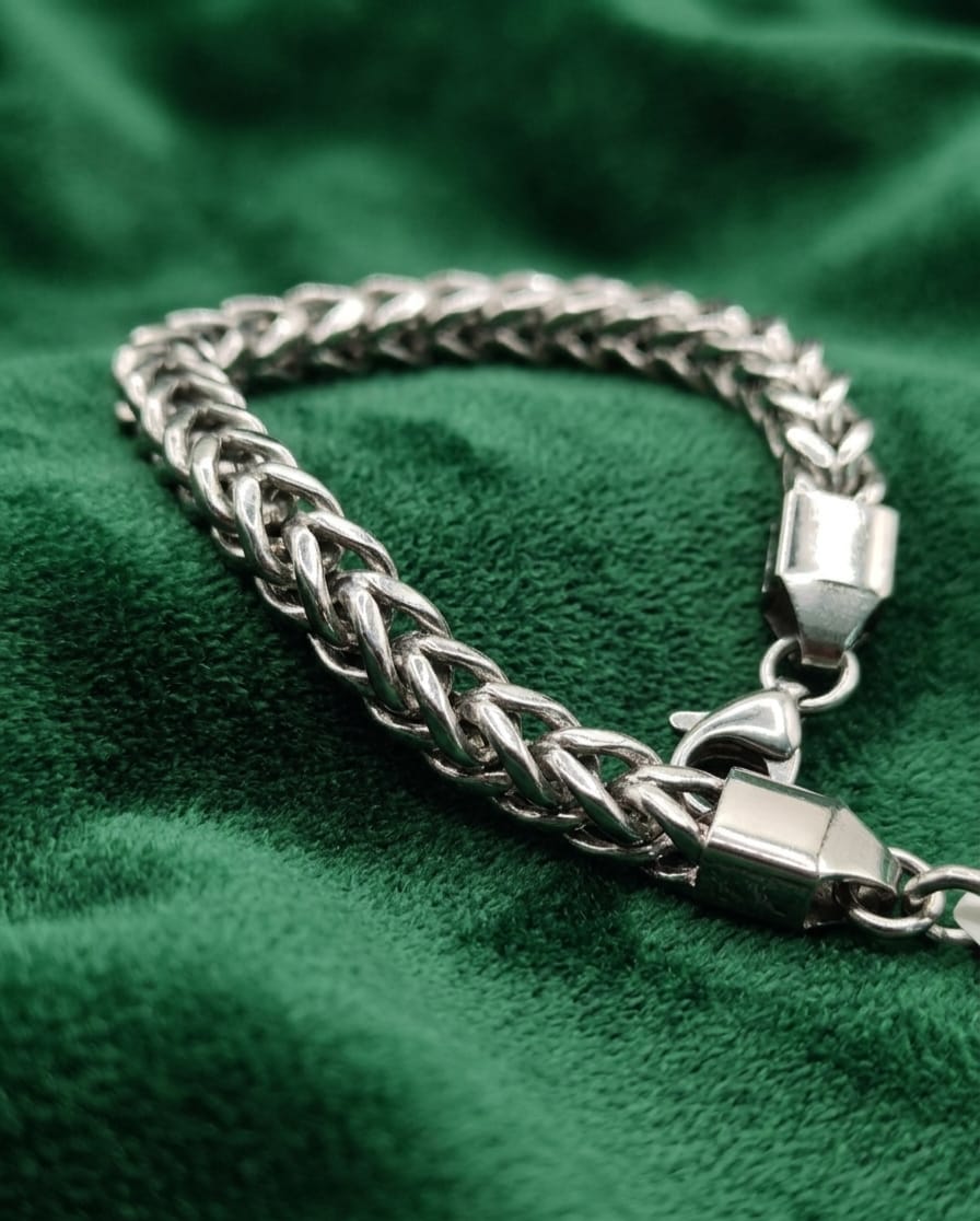Classic Woven Link Silver Chain Bracelet