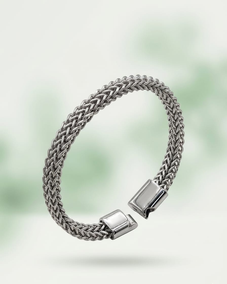 Double Woven Silver Chain Bracelet