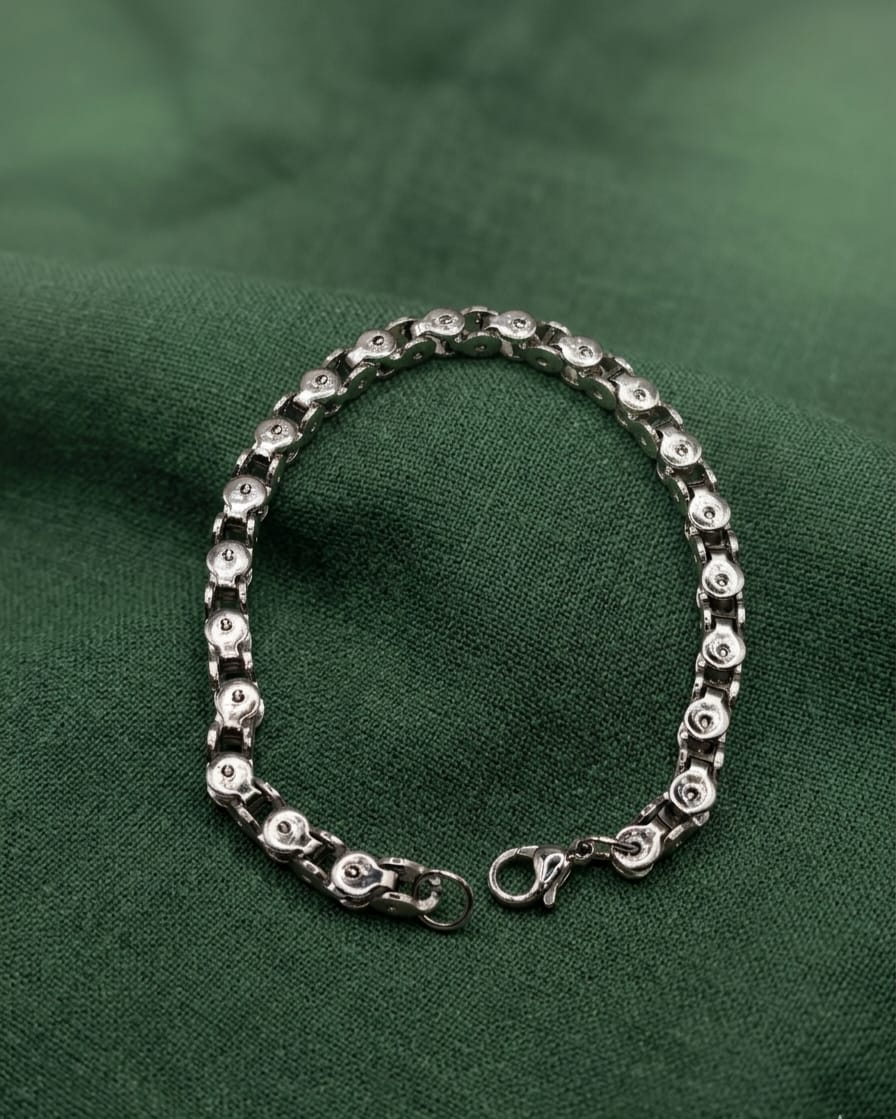 Industrial Link Silver Chain Bracelet