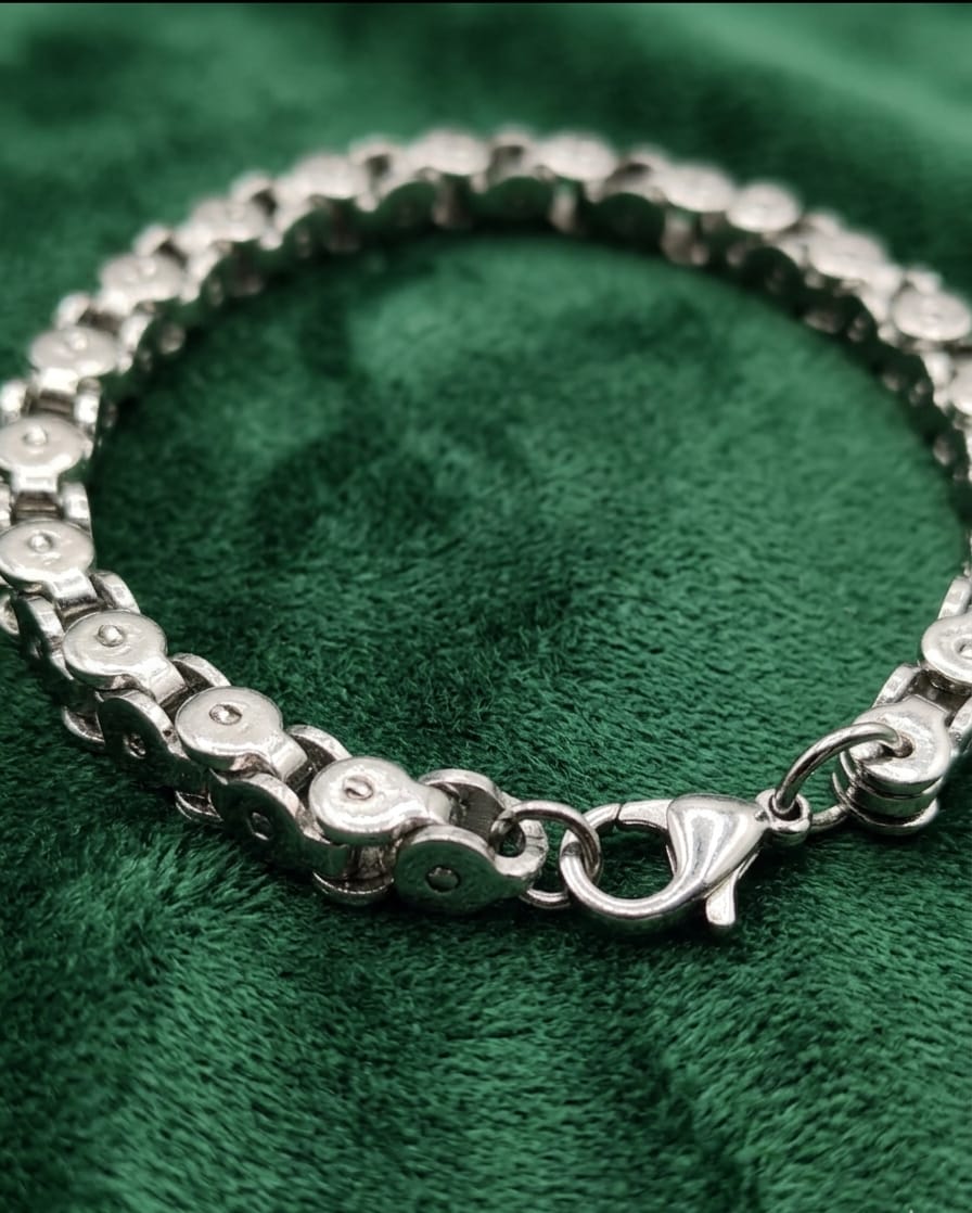 Industrial Link Silver Chain Bracelet
