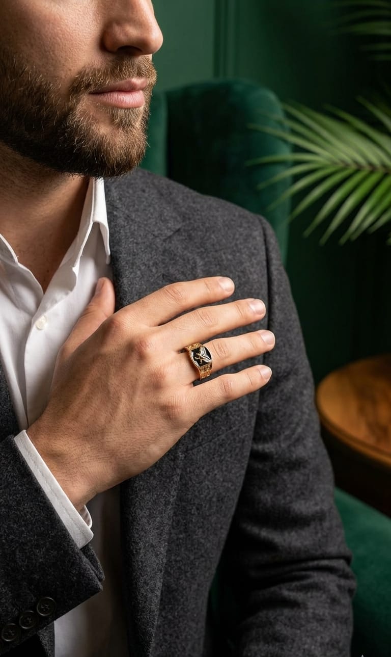 Gold Eagle Signet Ring