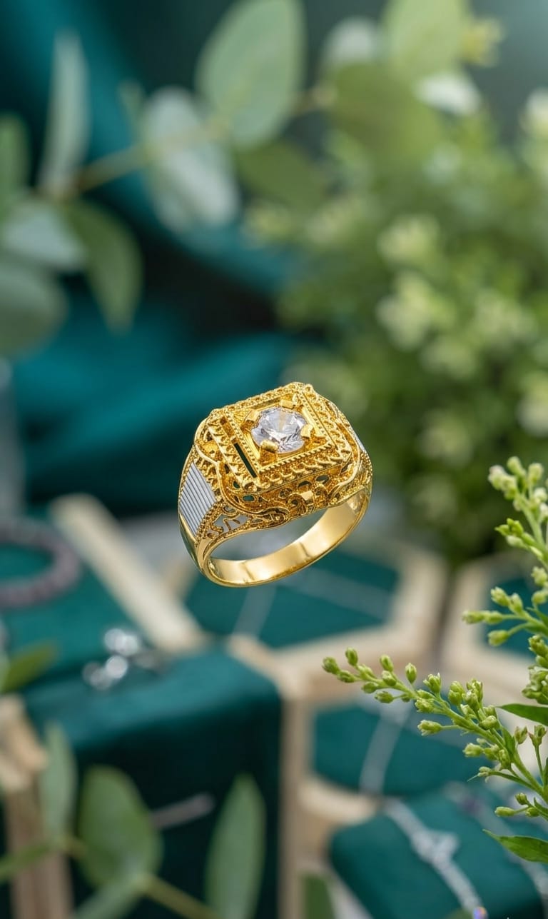 Square Halo Ring with Brilliant Center Stone