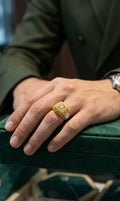 Square Halo Ring with Brilliant Center Stone