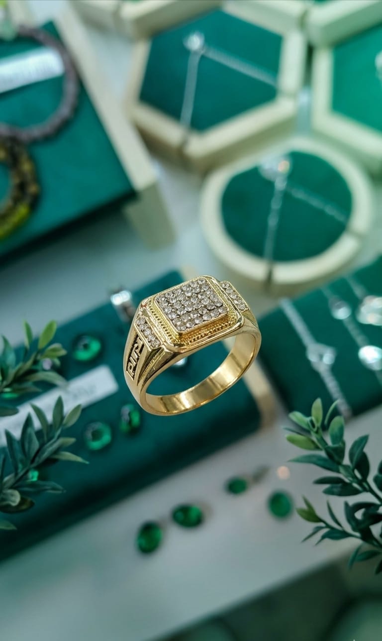 Diamond Cluster Signet Ring