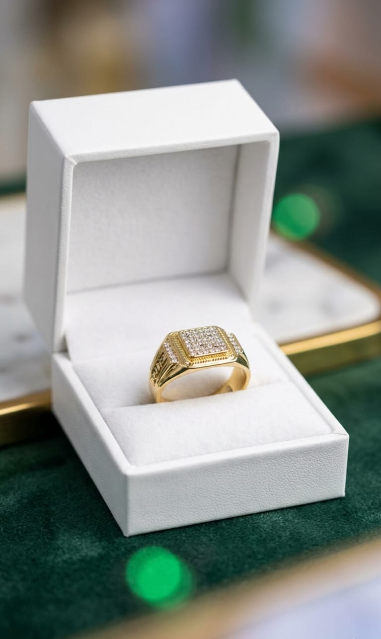 Diamond Cluster Signet Ring