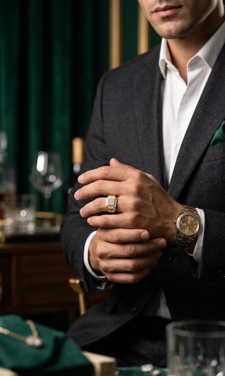 Diamond Cluster Signet Ring