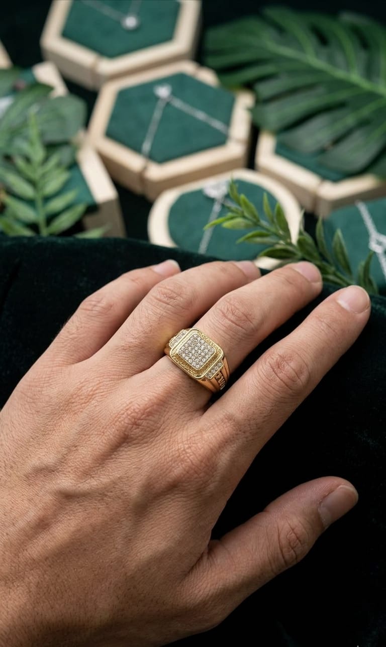 Diamond Cluster Signet Ring